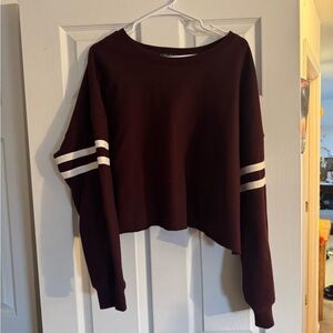 Forever 21 Burgundy Sweater with White Stripes